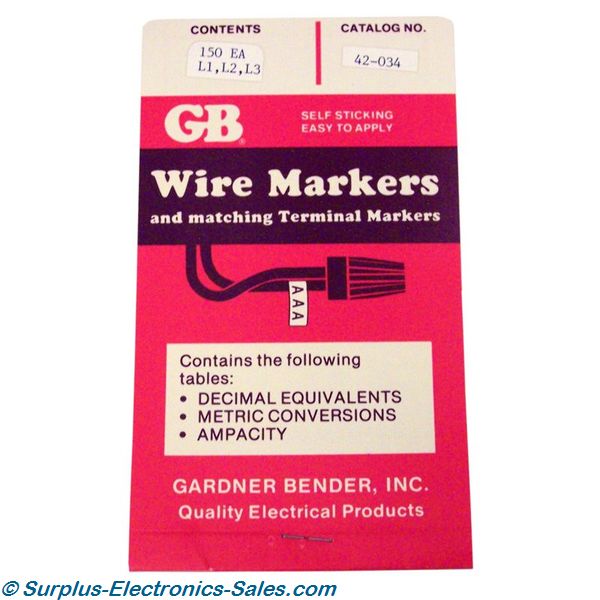 Wire Markers L1,L2,L3 150 Each - Click Image to Close